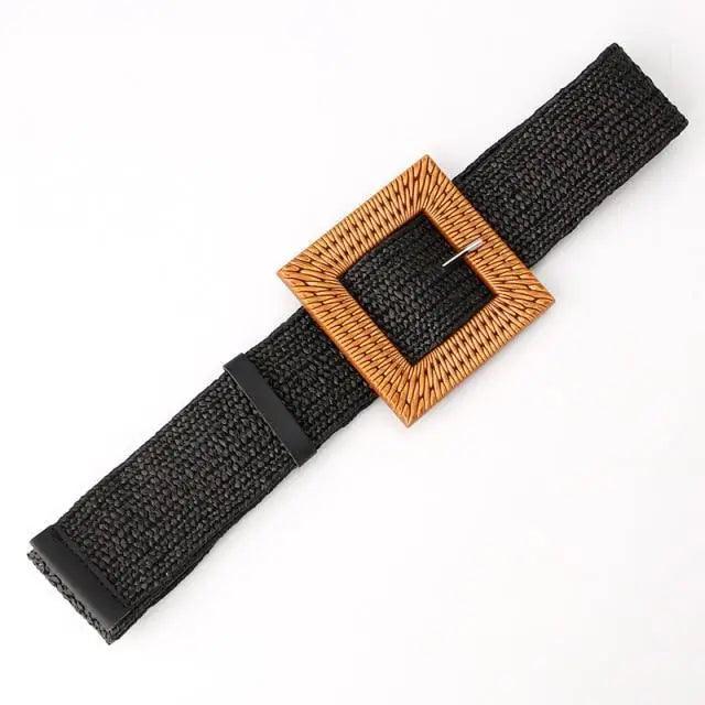 Charming Women Waist Belt Classic Round Wooden Buckle Casual Design Dress Women Buckle Waist Dress Band Stevvex