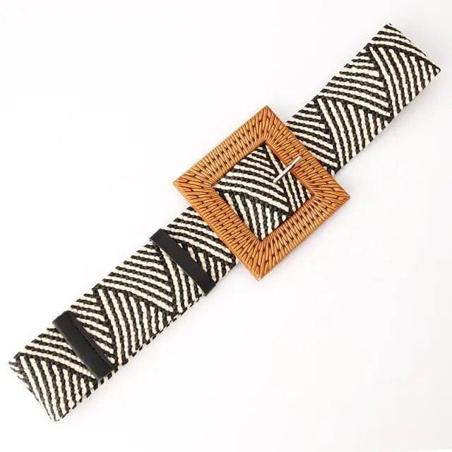 Charming Women Waist Belt Classic Round Wooden Buckle Casual Design Dress Women Buckle Waist Dress Band Stevvex
