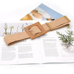 Charming Women Waist Belt Classic Round Wooden Buckle Casual Design Dress Women Buckle Waist Dress Band Stevvex