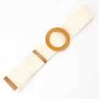Charming Women Waist Belt Classic Round Wooden Buckle Casual Design Dress Women Buckle Waist Dress Band Stevvex