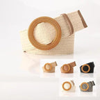Charming Women Waist Belt Classic Round Wooden Buckle Casual Design Dress Women Buckle Waist Dress Band Stevvex