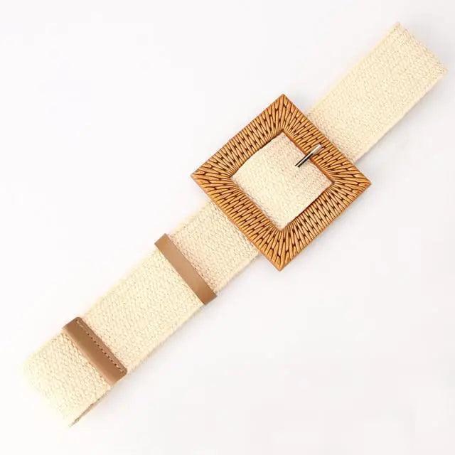 Charming Women Waist Belt Classic Round Wooden Buckle Casual Design Dress Women Buckle Waist Dress Band Stevvex
