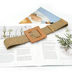 Charming Women Waist Belt Classic Round Wooden Buckle Casual Design Dress Women Buckle Waist Dress Band Stevvex