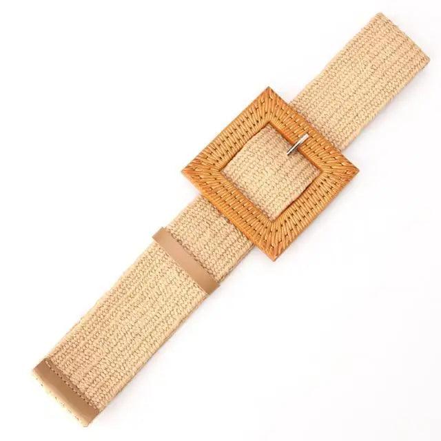 Charming Women Waist Belt Classic Round Wooden Buckle Casual Design Dress Women Buckle Waist Dress Band Stevvex