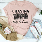 Chasing Kids & Cows Tee Peachy Sunday