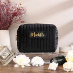 Checkered Velvet Cosmetic Case Multi-Functional Travel Organizer Toiletry Bag (MAC268)