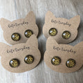 Cheetah Cat Stud Earrings Leopard Print Gold Plated BandsCo Straps