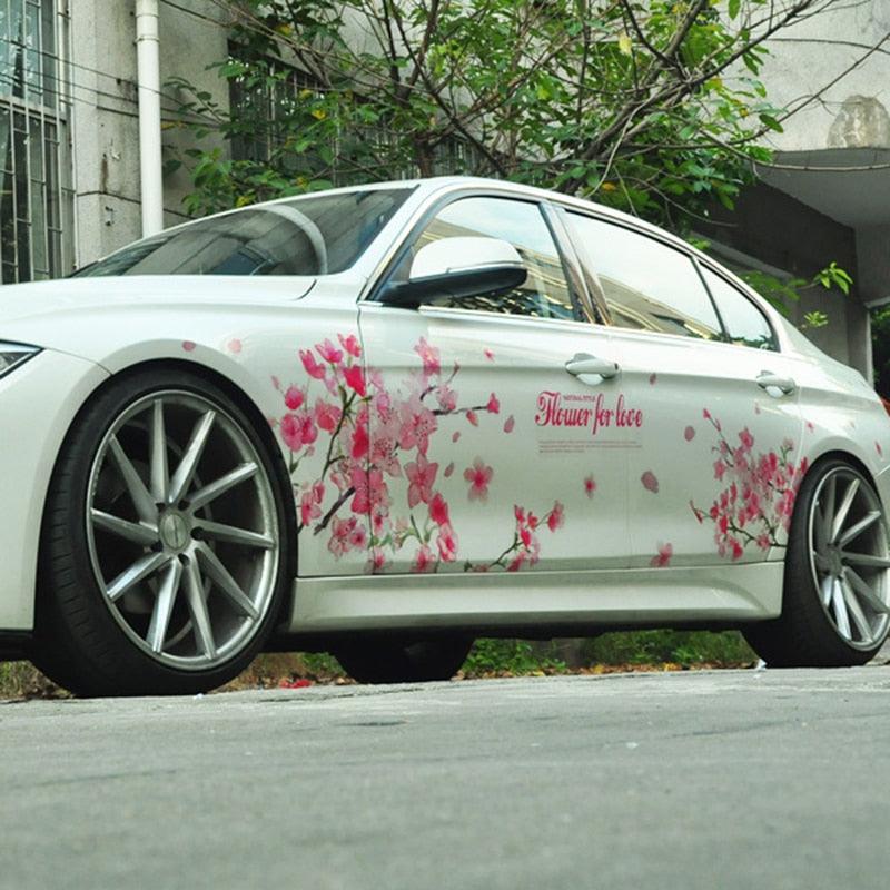 Cherry Blossom Floral Car Stickers Love Pink Auto Vinyl Window for Women Car Tuning Styling Accessories Flower Peach Blossom Car Stickers Car Decals Peel Sticker Removable Car Stickers Stevvex