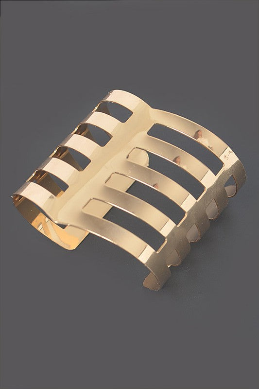 Chevron Cutout Adjustable Cuff Bangle Gold Plated Style