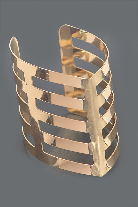 Chevron Cutout Adjustable Cuff Bangle Gold Plated Style