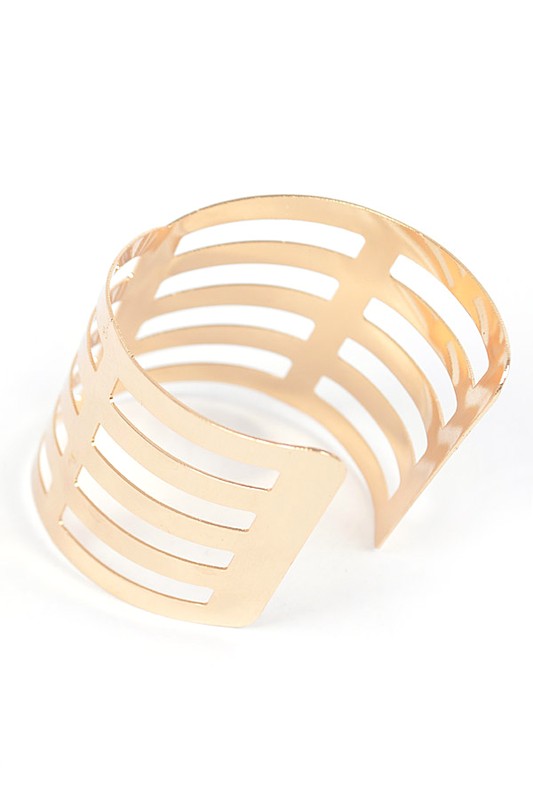 Chevron Cutout Adjustable Cuff Bangle Gold Plated Style