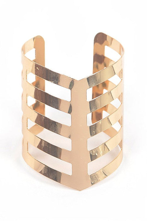 Chevron Cutout Adjustable Cuff Bangle Gold Plated Style