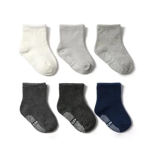 Children Cotton  6 Pairs/Set Anti-slip Socks For Boys Girl Rubber Kid Floor Sock With Grips For 0 To 6 Years Kids Stevvex