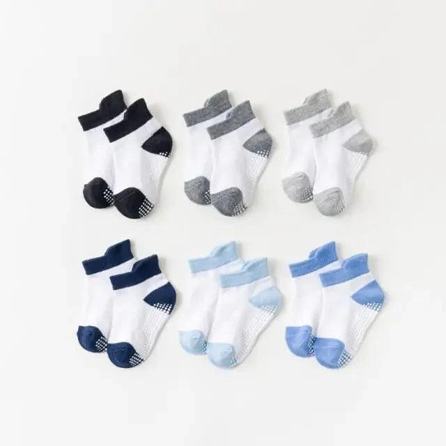 Children Cotton  6 Pairs/Set Anti-slip Socks For Boys Girl Rubber Kid Floor Sock With Grips For 0 To 6 Years Kids Stevvex