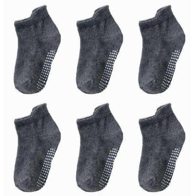 Children Cotton  6 Pairs/Set Anti-slip Socks For Boys Girl Rubber Kid Floor Sock With Grips For 0 To 6 Years Kids Stevvex