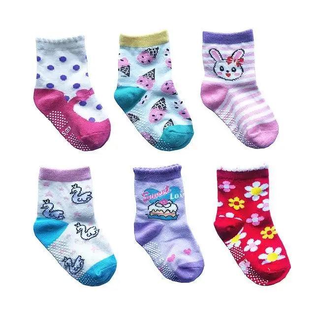Children Cotton  6 Pairs/Set Anti-slip Socks For Boys Girl Rubber Kid Floor Sock With Grips For 0 To 6 Years Kids Stevvex
