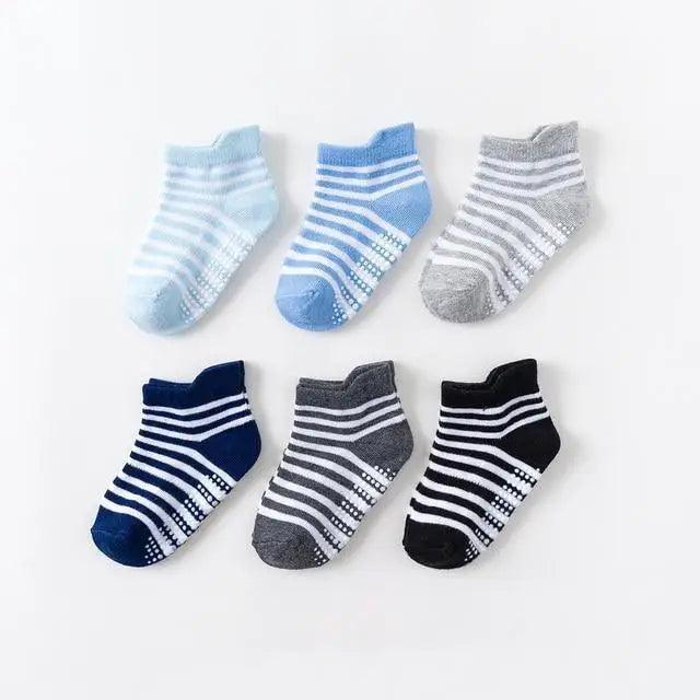 Children Cotton  6 Pairs/Set Anti-slip Socks For Boys Girl Rubber Kid Floor Sock With Grips For 0 To 6 Years Kids Stevvex