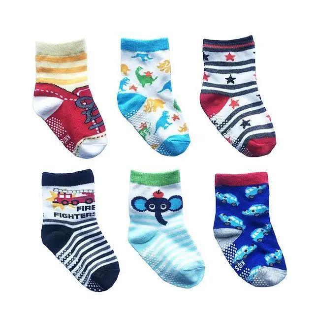 Children Cotton  6 Pairs/Set Anti-slip Socks For Boys Girl Rubber Kid Floor Sock With Grips For 0 To 6 Years Kids Stevvex