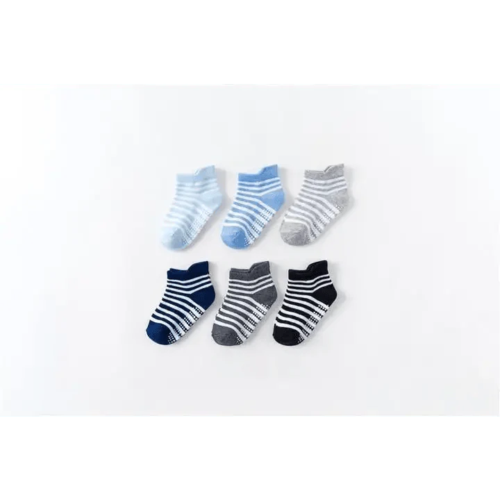 Children Cotton  6 Pairs/Set Anti-slip Socks For Boys Girl Rubber Kid Floor Sock With Grips For 0 To 6 Years Kids Stevvex
