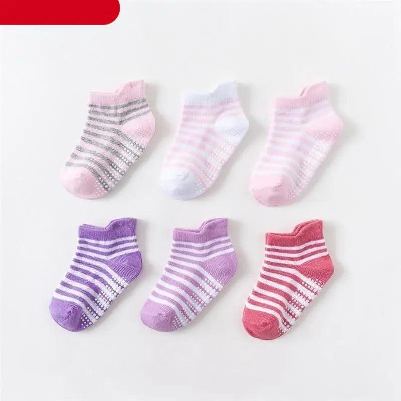 Children Cotton  6 Pairs/Set Anti-slip Socks For Boys Girl Rubber Kid Floor Sock With Grips For 0 To 6 Years Kids Stevvex