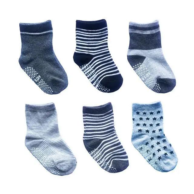 Children Cotton  6 Pairs/Set Anti-slip Socks For Boys Girl Rubber Kid Floor Sock With Grips For 0 To 6 Years Kids Stevvex