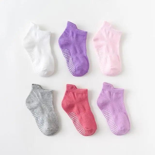 Children Cotton  6 Pairs/Set Anti-slip Socks For Boys Girl Rubber Kid Floor Sock With Grips For 0 To 6 Years Kids Stevvex