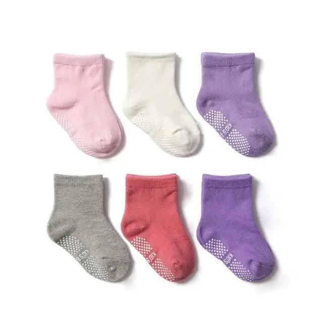Children Cotton  6 Pairs/Set Anti-slip Socks For Boys Girl Rubber Kid Floor Sock With Grips For 0 To 6 Years Kids Stevvex