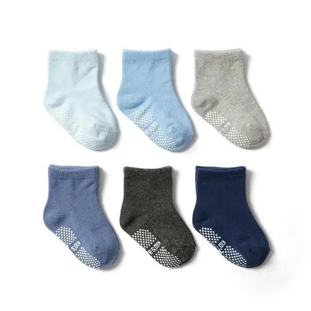 Children Cotton  6 Pairs/Set Anti-slip Socks For Boys Girl Rubber Kid Floor Sock With Grips For 0 To 6 Years Kids Stevvex