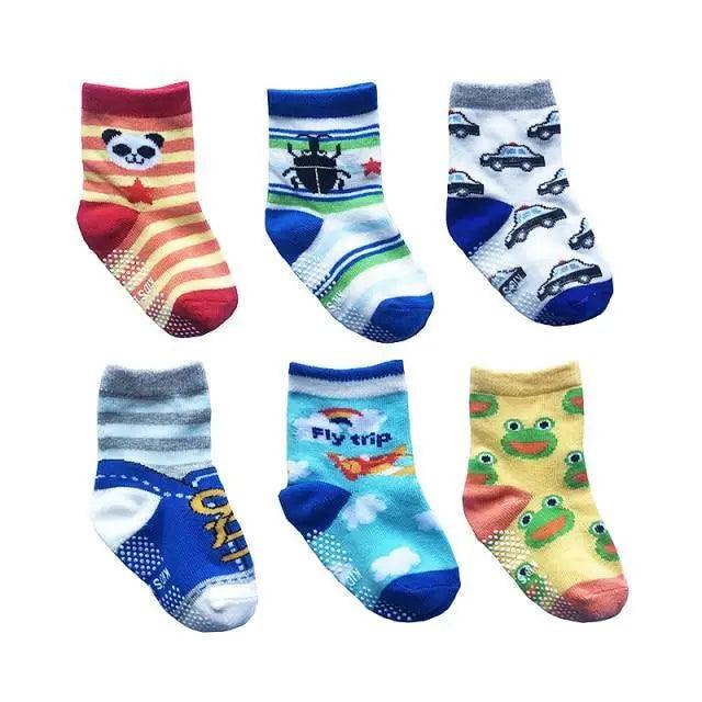 Children Cotton  6 Pairs/Set Anti-slip Socks For Boys Girl Rubber Kid Floor Sock With Grips For 0 To 6 Years Kids Stevvex