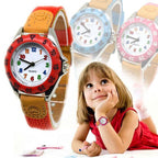 Children Cute Boys Girls Quartz Watch Kids Childrens Fabric Strap Student Time Clock Wristwatch Gifts Colorful Number Dial Time Teach Watches PU Band Analog Quartz Children Sport Outdoor Boys Kids Wrist Watches Stevvex