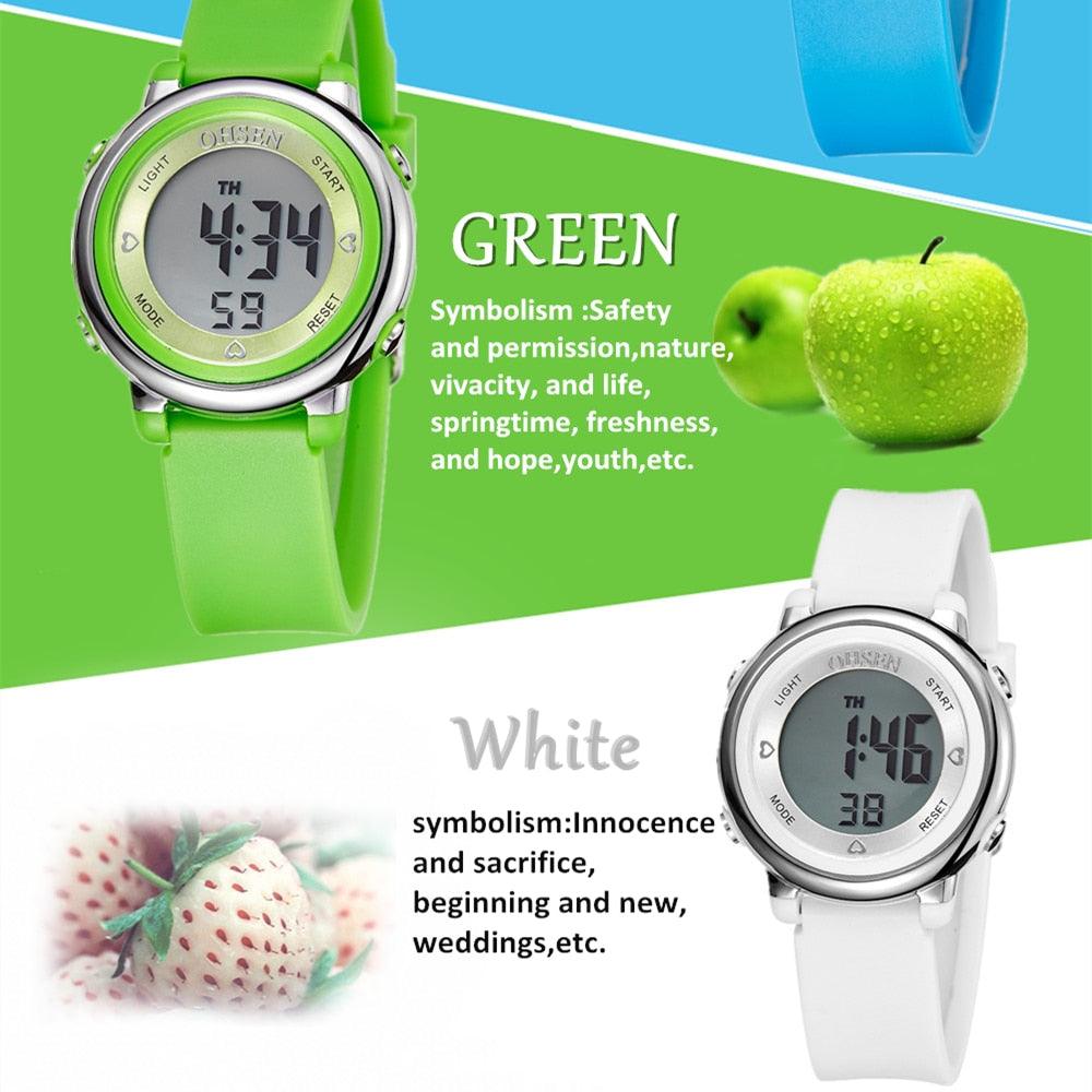 Children Digital LED Fashion Sport Watch Cute Wrist Watch Waterproof Kids Watch Sport Multi Function 50M Waterproof LED Alarm Stopwatch Digital Child Wristwatch For Boy Girl Stevvex