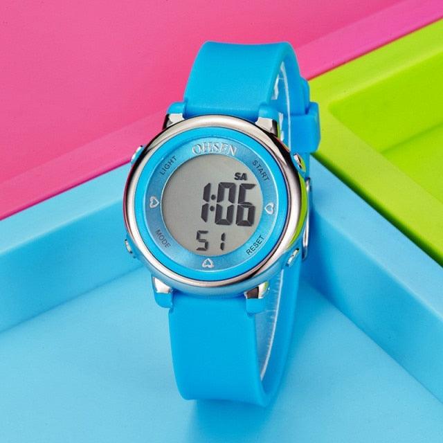 Children Digital LED Fashion Sport Watch Cute Wrist Watch Waterproof Kids Watch Sport Multi Function 50M Waterproof LED Alarm Stopwatch Digital Child Wristwatch For Boy Girl Stevvex