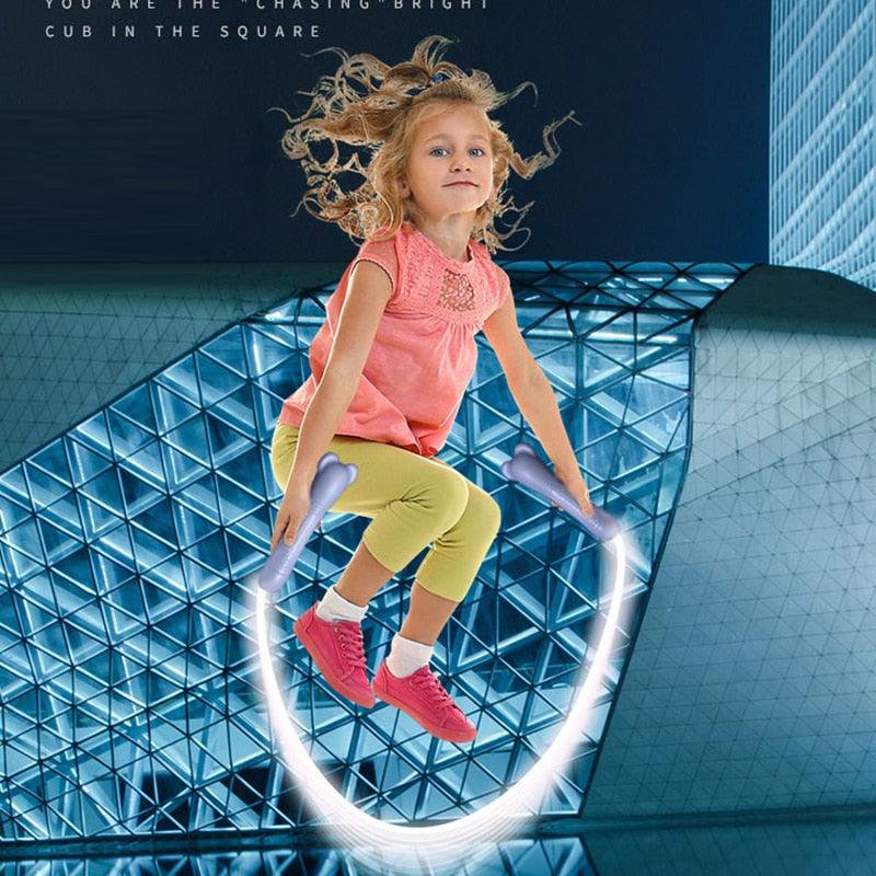 Children Jump Ropes Adjustable Night Glowing Skipping Rope LED Light Up Adult Kids Jump Skipping Rope Fitness Cordless Jump Rope For Kids Glowing Jump Rope Adjustable Skipping Rope Fitness Exercise Jump Ropes For Home Workout Stevvex