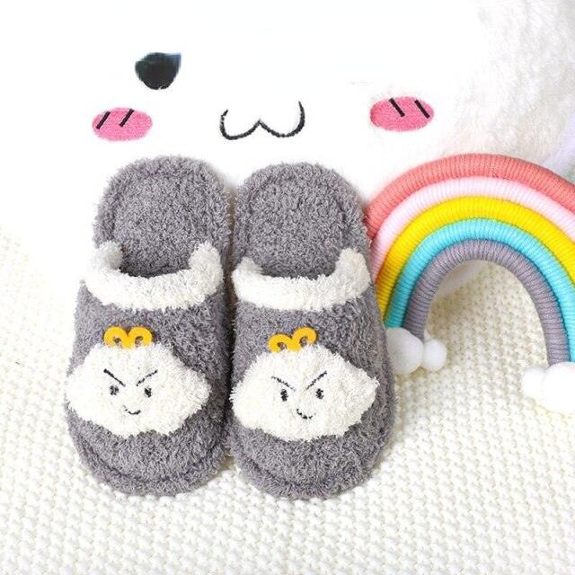 Children's Cotton Slippers Boys And Girls Home Furry Shoes Indoor Warm Shoes Winter Non-slip Cotton Shoes Furry Slippers Memory Foam Anti-Slip House Shoes Comfortable Cotton Slippers Home Bedroom Shoes Stevvex