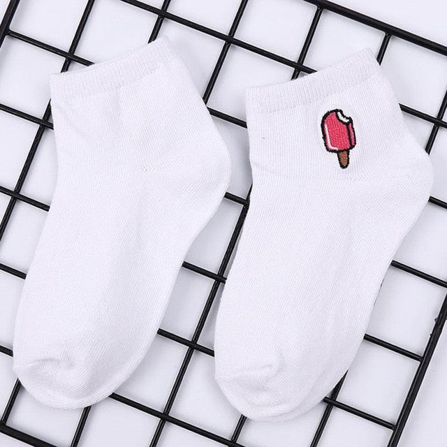 Children's Cotton Socks Cute Cartoon Fruit Embroidery Socks Comfortable Cartoon Socks Combed Out Of Pure Cotton Soft Comfortable Crew Socks For Kids Stevvex