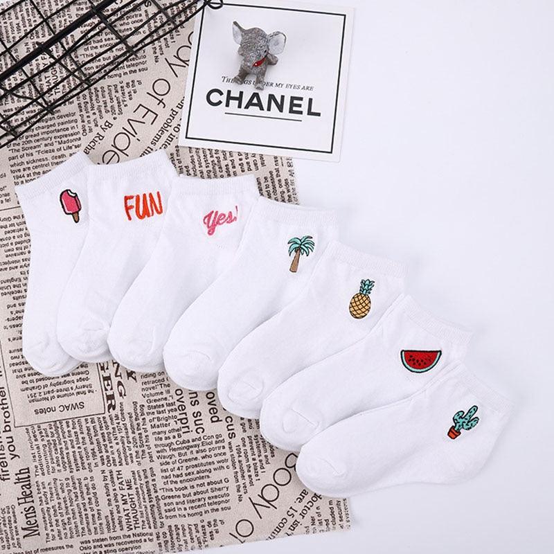 Children's Cotton Socks Cute Cartoon Fruit Embroidery Socks Comfortable Cartoon Socks Combed Out Of Pure Cotton Soft Comfortable Crew Socks For Kids Stevvex