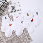 Children's Cotton Socks Cute Cartoon Fruit Embroidery Socks Comfortable Cartoon Socks Combed Out Of Pure Cotton Soft Comfortable Crew Socks For Kids Stevvex