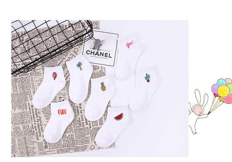Children's Cotton Socks Cute Cartoon Fruit Embroidery Socks Comfortable Cartoon Socks Combed Out Of Pure Cotton Soft Comfortable Crew Socks For Kids Stevvex