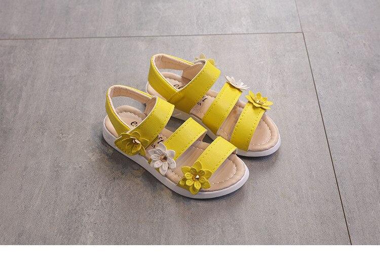 Children's Shoes Summer Style Sandals Girls Princess Beautiful Flower Shoes Kids Flat Sandals Baby Girl Girls Strappy Sandals With Flowers Open-Toe Dress Sandals Beautiful Outdoor Party Sandals Stevvex