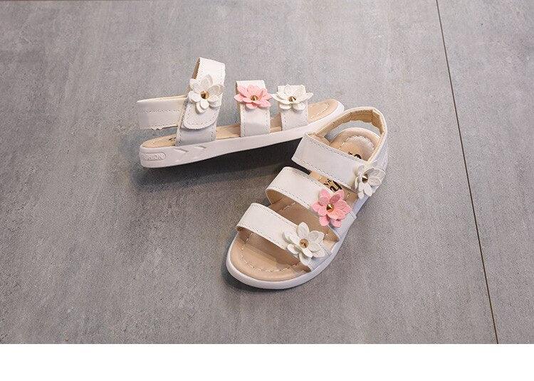 Children's Shoes Summer Style Sandals Girls Princess Beautiful Flower Shoes Kids Flat Sandals Baby Girl Girls Strappy Sandals With Flowers Open-Toe Dress Sandals Beautiful Outdoor Party Sandals Stevvex