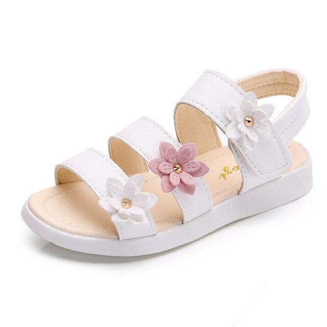 Children's Shoes Summer Style Sandals Girls Princess Beautiful Flower Shoes Kids Flat Sandals Baby Girl Girls Strappy Sandals With Flowers Open-Toe Dress Sandals Beautiful Outdoor Party Sandals Stevvex