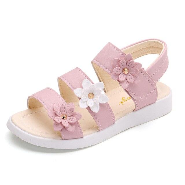 Children's Shoes Summer Style Sandals Girls Princess Beautiful Flower Shoes Kids Flat Sandals Baby Girl Girls Strappy Sandals With Flowers Open-Toe Dress Sandals Beautiful Outdoor Party Sandals Stevvex