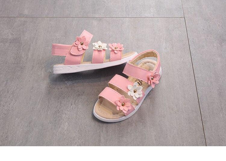 Children's Shoes Summer Style Sandals Girls Princess Beautiful Flower Shoes Kids Flat Sandals Baby Girl Girls Strappy Sandals With Flowers Open-Toe Dress Sandals Beautiful Outdoor Party Sandals Stevvex
