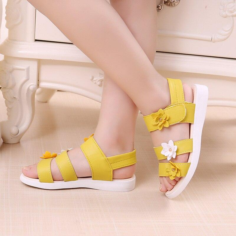 Children's Shoes Summer Style Sandals Girls Princess Beautiful Flower Shoes Kids Flat Sandals Baby Girl Girls Strappy Sandals With Flowers Open-Toe Dress Sandals Beautiful Outdoor Party Sandals Stevvex