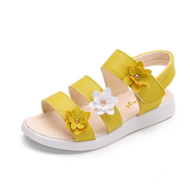 Children's Shoes Summer Style Sandals Girls Princess Beautiful Flower Shoes Kids Flat Sandals Baby Girl Girls Strappy Sandals With Flowers Open-Toe Dress Sandals Beautiful Outdoor Party Sandals Stevvex