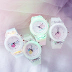 Children Silicone Strap Watches Electronic Colorful Light Source Child Watch Girls Birthday Party Gift Transparent Watchband New Fashion Small Fresh And Simple Girls Electronic Quartz Watch Stevvex