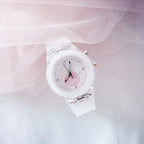 Children Silicone Strap Watches Electronic Colorful Light Source Child Watch Girls Birthday Party Gift Transparent Watchband New Fashion Small Fresh And Simple Girls Electronic Quartz Watch Stevvex