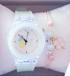 Children Silicone Strap Watches Electronic Colorful Light Source Child Watch Girls Birthday Party Gift Transparent Watchband New Fashion Small Fresh And Simple Girls Electronic Quartz Watch Stevvex