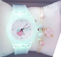 Children Silicone Strap Watches Electronic Colorful Light Source Child Watch Girls Birthday Party Gift Transparent Watchband New Fashion Small Fresh And Simple Girls Electronic Quartz Watch Stevvex