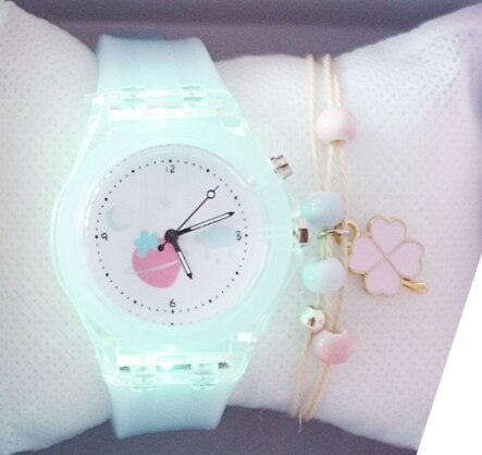 Children Silicone Strap Watches Electronic Colorful Light Source Child Watch Girls Birthday Party Gift Transparent Watchband New Fashion Small Fresh And Simple Girls Electronic Quartz Watch Stevvex